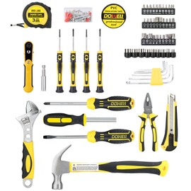 DOWELL Tool Set, Auto Repair Household Tool Kit with Socket, Wrench, Screwdriver, Bits Set and Plastic Toolbox Storage Case, HYT128 (128 Pieces)