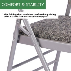 Amazing for less Pack of 4 (Fabric/Vinyl) Steel Frame Metal Foam Padded Folding Chairs (Black, Gray, White)
