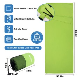 JAICOM Sleeping Bag Liner, Travel Sheets & Adult Sleep Sack, Ultralight and Portable Summer Sleeping Bag - Ideal for Backpacking, Hotels and Hostels, Business Trips, Camping