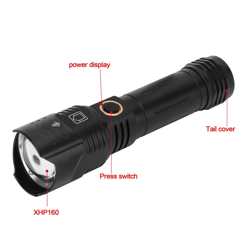 Camping Flashlight XHP160 Outdoor LED Torch USB Charging Ultra Bright