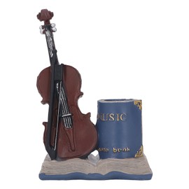 Retro Pen Holder Vintage Violin Blue Beautiful Practical Desktop Decorations for Home Student Room Office Classroom