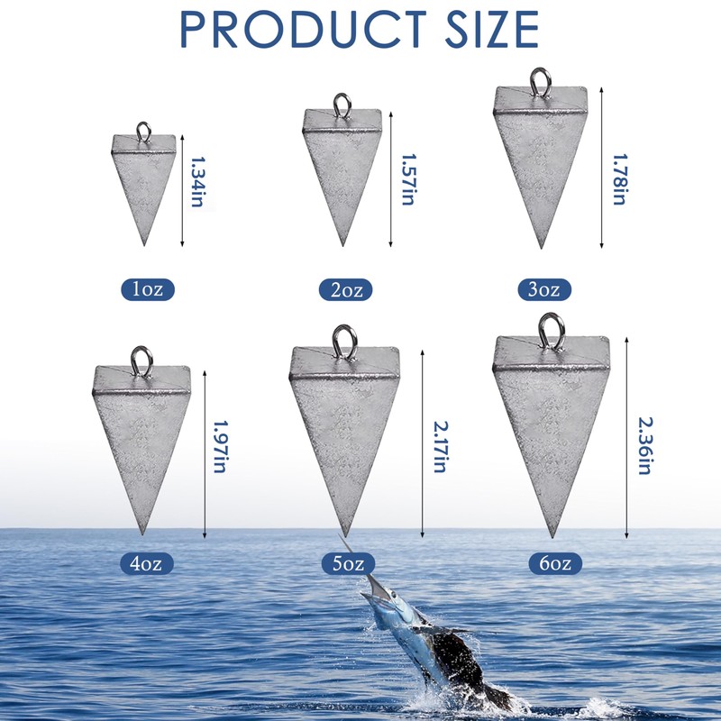 Pyramid Sinkers Pesas de pesca, plomada de pesca, pesaje de