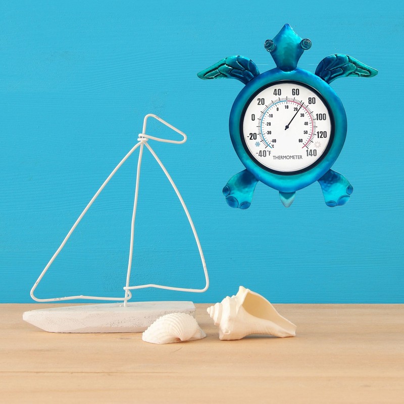 SOTALING Turtle Outdoor Thermometer - Wall Mount Thermometer - Blue
