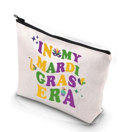 XYANFA Mardi Gras Carnival Makeup Bag Mardi Gras Party Gift Mardi Gras Accessories Fat Tuesday Fleur De Lis Gift Mardi Gras Cosmetic Bag (MY MARDI GRAS ERA)