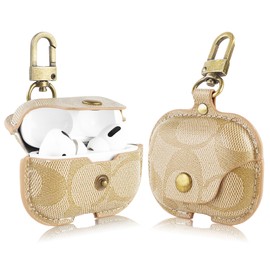 KUCOON Compatible with AirPods Pro 2nd/1st Generation Case Cover, Leather Full Body Shockproof Protective Cover for AirPods Pro 2&1 Gen Case for Women Men