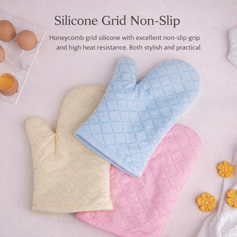 FORBAKE Heat Resistant Oven Mitts, 2-Pack (Individually Wrapped), Quilted Cotton