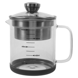 Yardwe Food Strainer Yogurt Strainer with Lid, 1000ML Clear Nut Milk Strainer with Scale, Glass Pitcher Juice Beverage Carafe for Juice Milk Cold or Hot Beverages