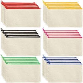 RILIHII 30 Pcs Pouches Canvas Fabric Zipper Solid Color Canvas Pencil Pouch 8.3 x 4.7 inches (21 x 12 cm) Beige Solid Color Stationery Accessory Cosmetics Carrying Small Accessories Storage Pen Case