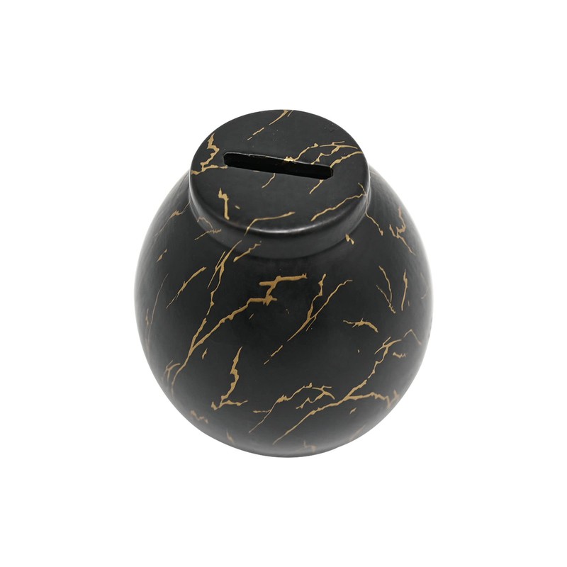 Ram® Black Ceramic Money Pot Marble Effect Money Savings Coin