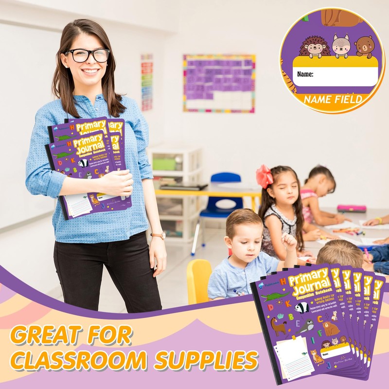 Fulmoon 6 Pcs Primary Composition Notebook K-2 with Picture Space