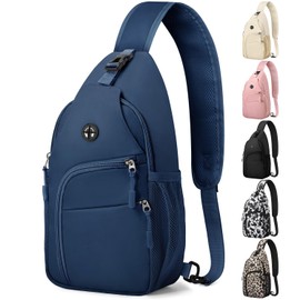 Pritent Crossbody Bags for Women Man Waterproof Sling Bag Backpack Trendy Casual Cross Body Bag with Convertible Shoulder Strap Chest Bag for Camping Hiking Travel Essentials (Teal blue, Medium)