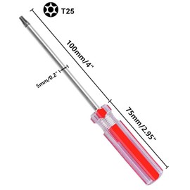 T25 Torx Magnetic Screwdriver,Torx Security Screwdriver,Star Screw Driver for Computer Repairing, Automobile Tools and Home Appliances (T25 x 100mm)
