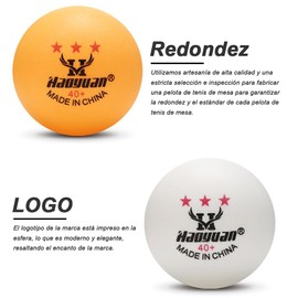 IEYGFAA Set de Pelotas de Ping Pong, 60 Pelotas de Ping Pong de Tres Estrellas 40 mm, Alto Rendimiento Y Tecnología en Rebote Óptimo, para el Entrenamiento de la Competencia Entretenimiento (Blanco)