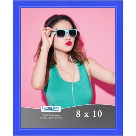 Icona Bay 8x10 Picture Frame, Blue Solid Wood Scandinavian Style Frame for Photo, Pizzazz Collection