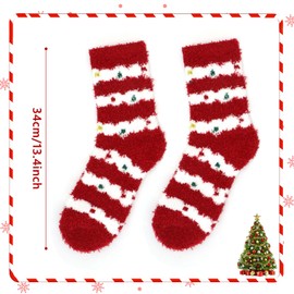 Dohia Christmas Fuzzy Socks Cute Fun Cozy Fluffy Winter Warm Slipper Christmas Socks for Women Gifts ST4-SDMRW (US, Alpha, One Size, Regular, Regular, stripe)