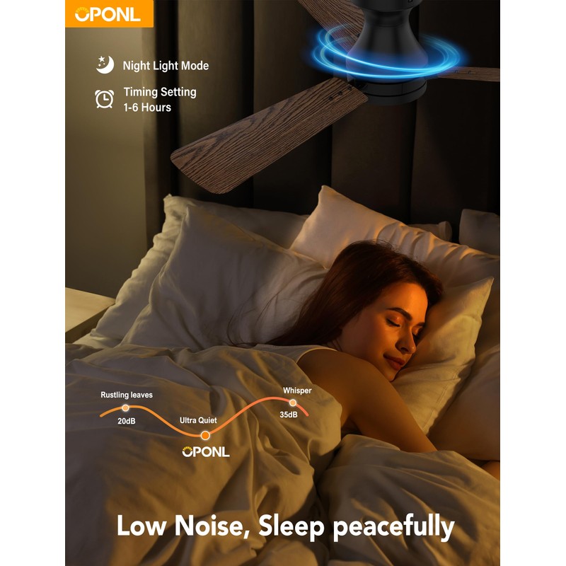OPONL 42 Inch Black Ceiling Fan with Light with Remote