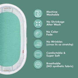 Jersey Knit Bassinet Sheet Set, Suitable for Cradles and Moses Baskets, Fitted Stretch, Fits Most Mattresses and Pads, Soft Material, for Boys and Girls, 30" x 16" x 2", Mint, 2 Pack