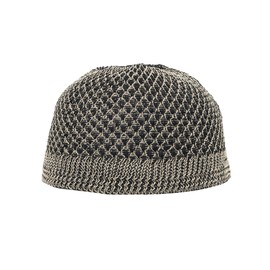 TheKufi Faded Light Brown Black Open-Weave Woven Nylon Stretchy Kufi Hat Skull Cap Beanie (L -58.5cm (23"))