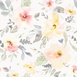 VEELIKE Peachy Floral Peel and Stick Wallpaper Vintage Floral Wallpaper for Bedroom Nursery 17.7''x118'' Self Adhesive Floral Wall Mural Removable Wallpaper Floral Contact Paper for Cabinets Drawers