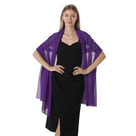 Chiffon Shawls and Wraps for Evening Dresses Women Elegant Soft Scarf Bridal Scarve Wedding Stole(Purple(chiffon), One Size)