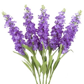Flores artificiales de delfinio de color morado oscuro, 5 piezas de flores de seda con tallos de tallo largo Snapdragon para florero alto, decoración de centros de mesa de mesa de boda