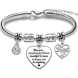 TTOVEN 13th Birthday Gifts for Girls Inspirational Birthday Gifts for Girls You are Amazing Beautiful Birthday Bracelet