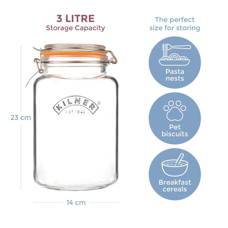 Kilner Square Clip Top Jar | 3L