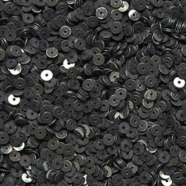 4mm Flat Round Sequin Paillettes ~ Black Velvet Flock Suede ~ Loose sequins for embroidery, bridal, applique, arts, crafts, and embellishment. Made in USA.