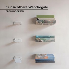MILUKA Invisible Bookcase Wall | Set of 3 Wall Shelves White for Books of 15 cm | Floating Bookcase Living Room | Shelf Wall with Hidden Bracket | Vertical Mini Shelf Metal (3, White)