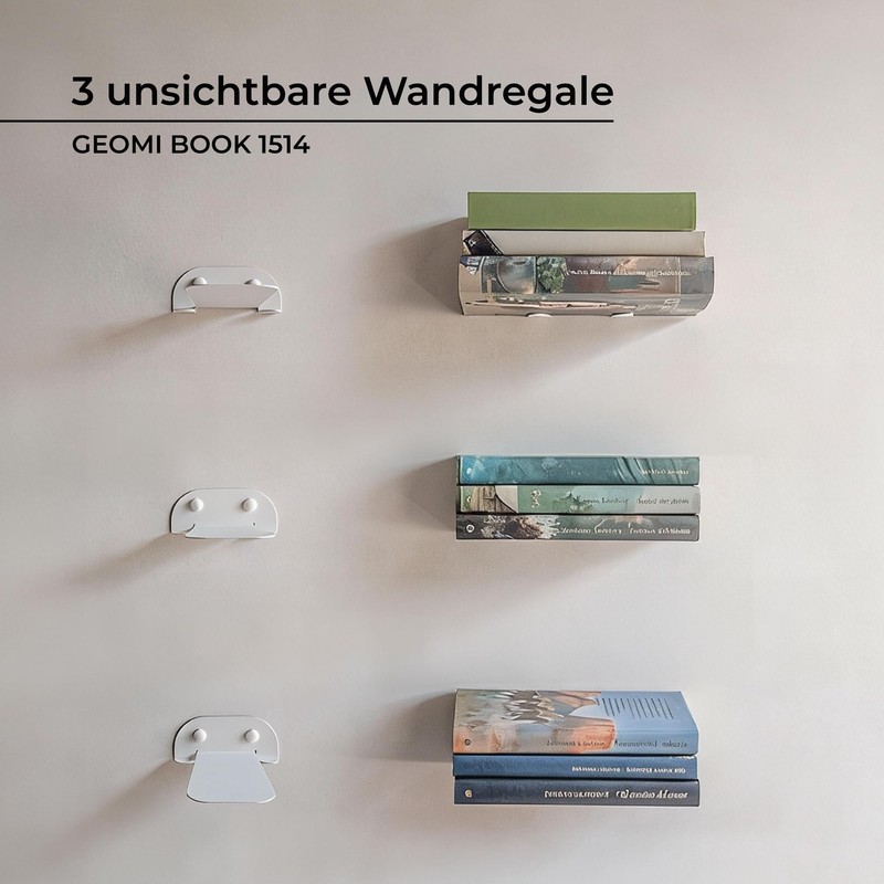 MILUKA Invisible Bookcase Wall | Set of 3 Wall Shelves