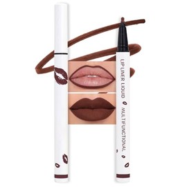 Marcador de labios líquido de larga duración, resistente al agua, rojo oscuro, marrón, marcador de labios mate, semipermanente, 24 horas, delineador d