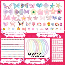 XREE Bastelset Kinder ab 5 Jahre, Haarreifen Mädchen Spielzeug Ostern Geschenk Mädchen 5 6 7 8Jahre, Mode Geburtstagsgeschenk für 5 6 7 8 Kinder DIY Haarschmuck-Herstellung