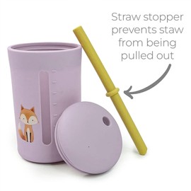 LITTEL RAWR Silicone Baby Sippy Cups for 6 months+, 3 Stages Training Cup Straw Cup for Infants Toddlers and Kid, Soft Straw and Handles Unbreakable Easy Grip 7oz/200ml (Purple)