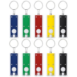 Uniclife 10 Pack LED Keychain Flashlight Mini Square LED Keychain Light 12 Lumen Portable Bright Battery Powered Key Ring Torch for Outdoor Camping Hiking and Emergency Lighting, 5 Colors of Shells