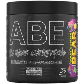 Applied Nutrition Bundle ABE Pre Workout 375g + 700ml Protein Shaker | All Black Everything Pre Workout Powder, Energy & Physical Performance with Creatine, Beta Alanine (Sour Gummy Bear)