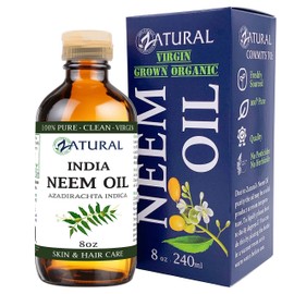 Zatural Organically Grown Neem Oil 100% Pure Cold Pressed Seed Oil Uses for Hair, Skin, and Nails, & Outdoor 8oz