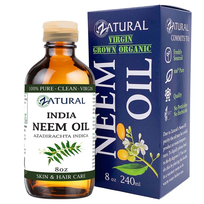 Zatural Organically Grown Neem Oil 100% Pure Cold Pressed Seed