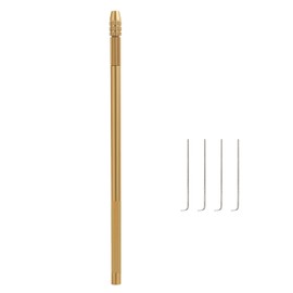 4PCS Wig Ventilating Needles with 1 Brass Holder for Lace Wig Making, Hair Extensions, Repair, Toupee, Beading, Closure, Feather Install Tool Kit for DIY Hair Stylists