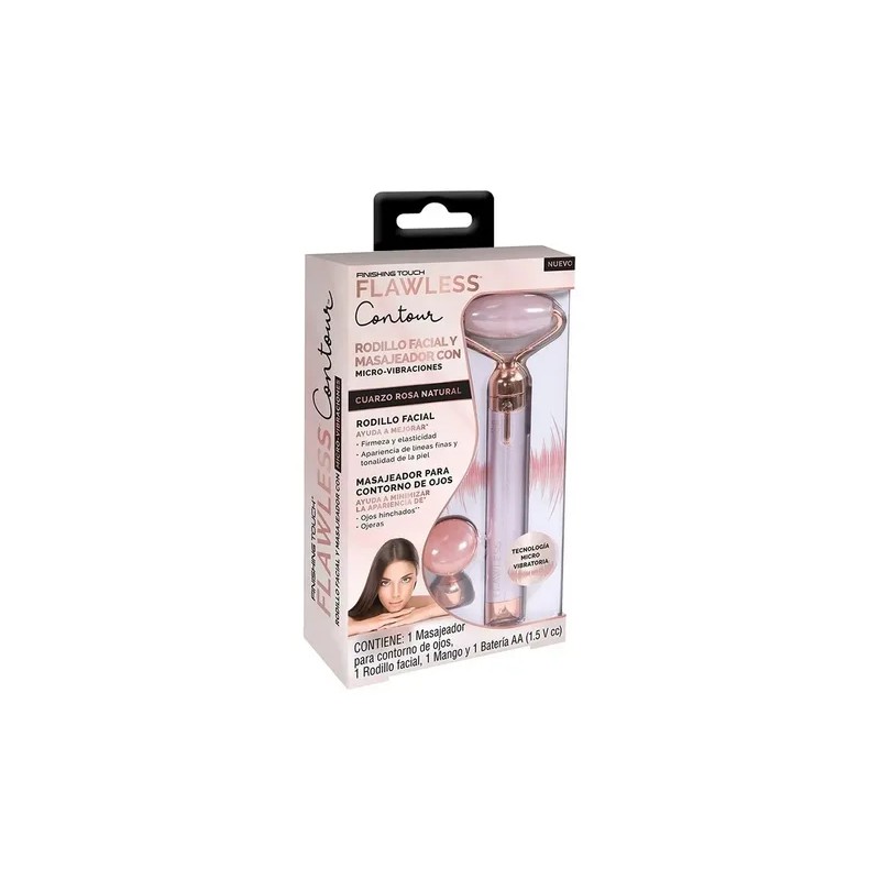 Flawless Contour Rodillo Facial De Cuarzo Rosa Con Vibración