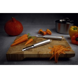 Probus Peeler Set, Two Universal Peelers 19 cm Stainless Steel with Ergonomic and Rounded Handle, Sharp Blade, Dishwasher Safe, Hangable, Quantity: 1 x Set of 2, Silver