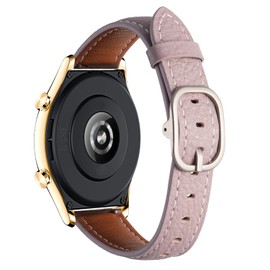 18mm Genuine Leather Soft Strap Quick Release Wristband Compatible with Garmin Venu 3S (41mm) / Venu 2S / Vivoactive 4S / Forerunner 265S / Forerunner 255S for Women (Light Purple)