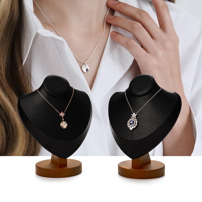 Oirlv Solid Wood Necklace Display Bust Necklace Display Stand