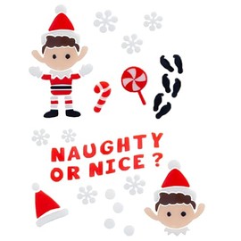 Christmas Elf Gel Window Stickers Decoration Set of 2 - Naughty or Nice 8521