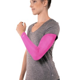 Copper Compression Arm Sleeve - Copper Infused Full Arm Brace for Forearm, Bicep, Triceps - Tennis Elbow, Basketball, Golf, Arthritis, Tendonitis, Bursitis, Post Surgery Rehab - Odor Resistant - Pink - L