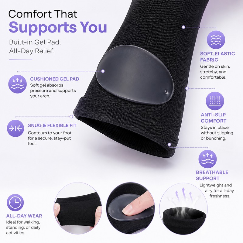 Arch Support Sleeves with Cushioned Gel Pads – Soft Elastic