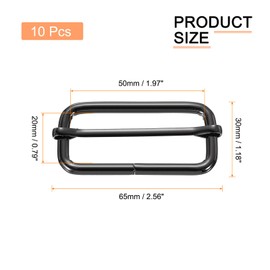 uxcell Slide Buckle, 10Pcs 1" - Metal Tri-Glides Slide Adjuster with Movable Center Bar, Rectangle Belt Keeper for Bag Purse Straps Making Replacement (Gunmetal)