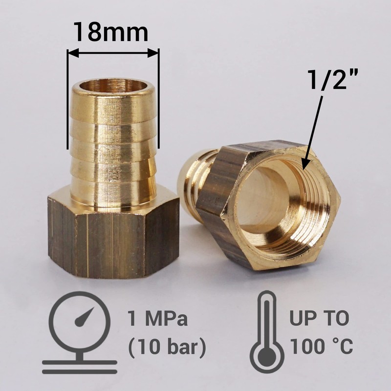 SKIR'CO 2 pieces female thread barb brass fitting 1/2 inch