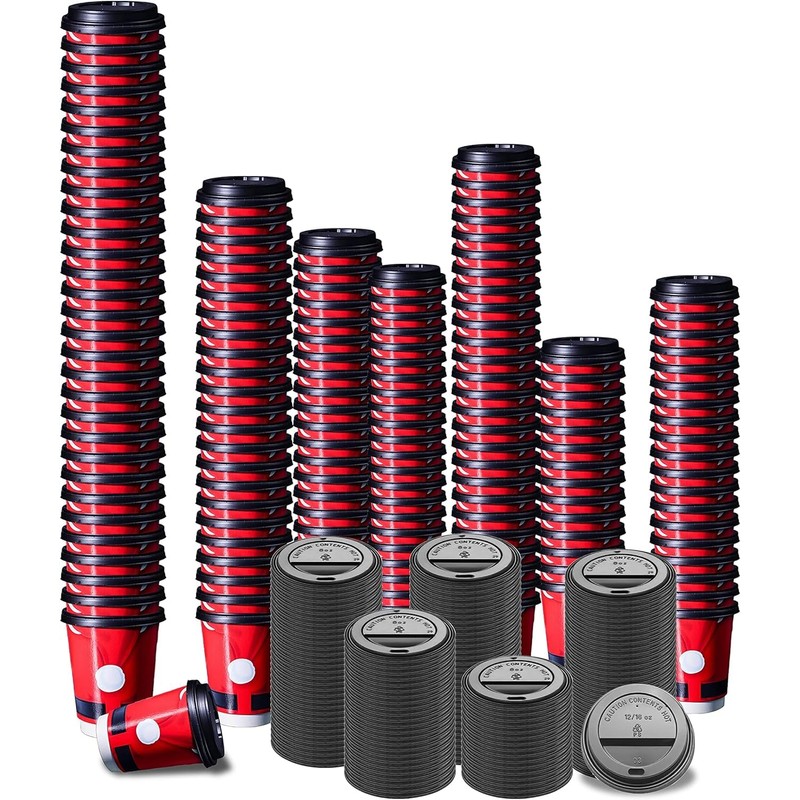 Decor Essentials Santa 12oz Disposable Paper Christmas Cups Recyclable with