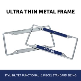 Desert Cactus Maine Car Accessories State Flag Design Metal License Plate Frame and Tag Holder for Front or Rear of Car Trucks SUVs and Other Vehicles