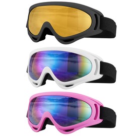 SixYard Ski Goggles, Motorcycle Goggles, 3 Pack Snowboard Snow Goggles for Men Women Adult Youth (Style 4)